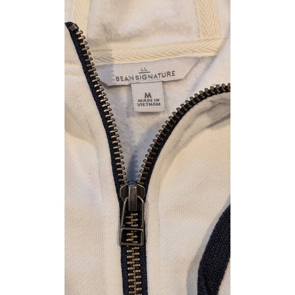 LL BEAN Signature Women's Blue Striped Hoodie MEDIUM Soft Cotton-Poly Blend - Picture 3 of 7